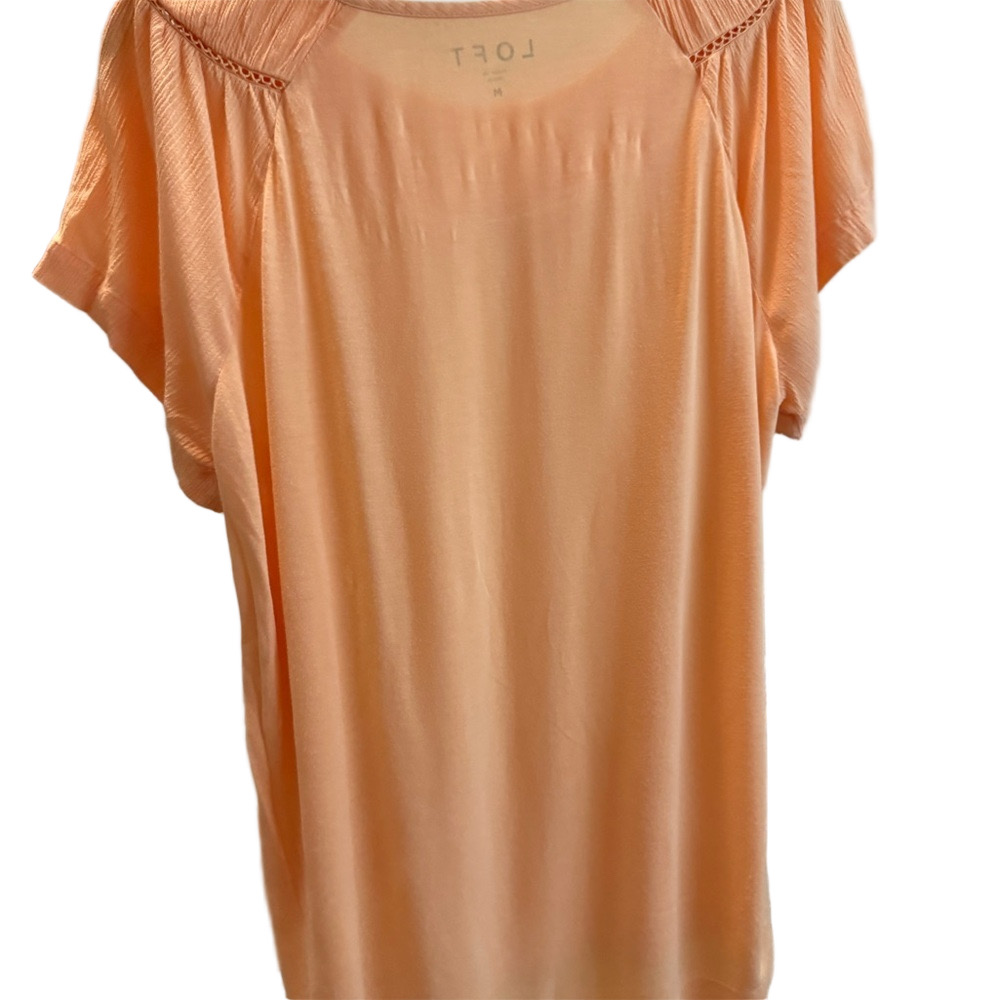 LOFT Soft Orange Pleated Neck Blouse | Size M - Picture 4 of 8